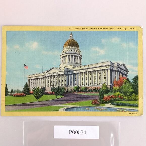 Utah State Capitol Building Salt Lake City UT 1940s Linen Postcard 1949 - Picture 1 of 2